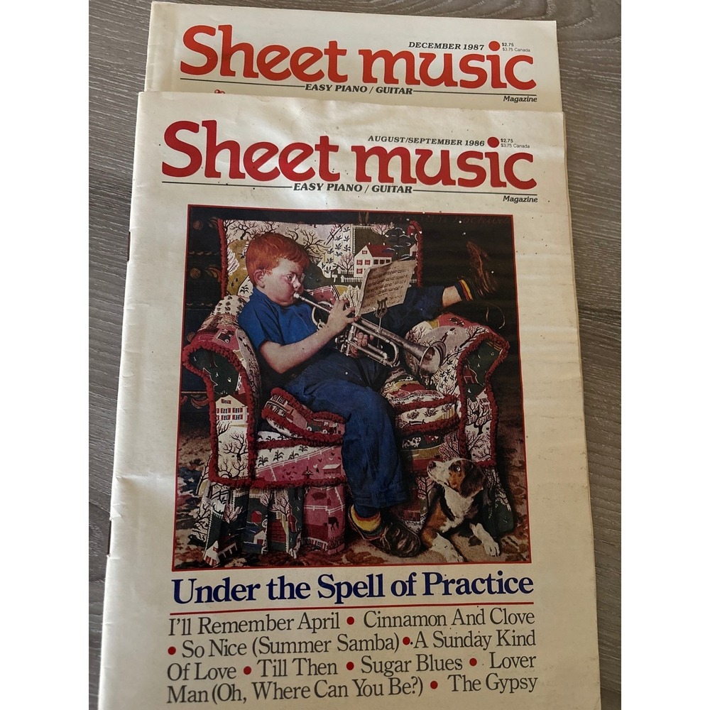Lot of 2 Vintage Sheet Music Magazine 1986 1987 Easy Piano Guitar Carousel Retro - Picture 4 of 4